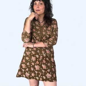 Tuckernuck brown floral corduroy mini dress